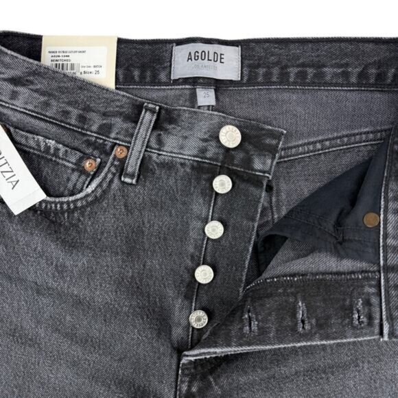 NWT AGOLDE Parker High Rise Cut Off Denim Jean Short Size 25 Bewitched - Picture 9 of 13
